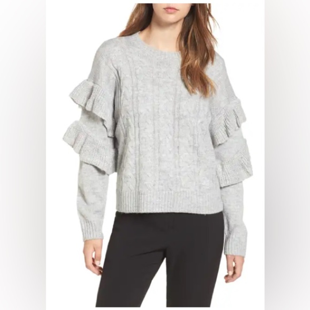 Wayf Sophie Ruffle Sleeve Sweater